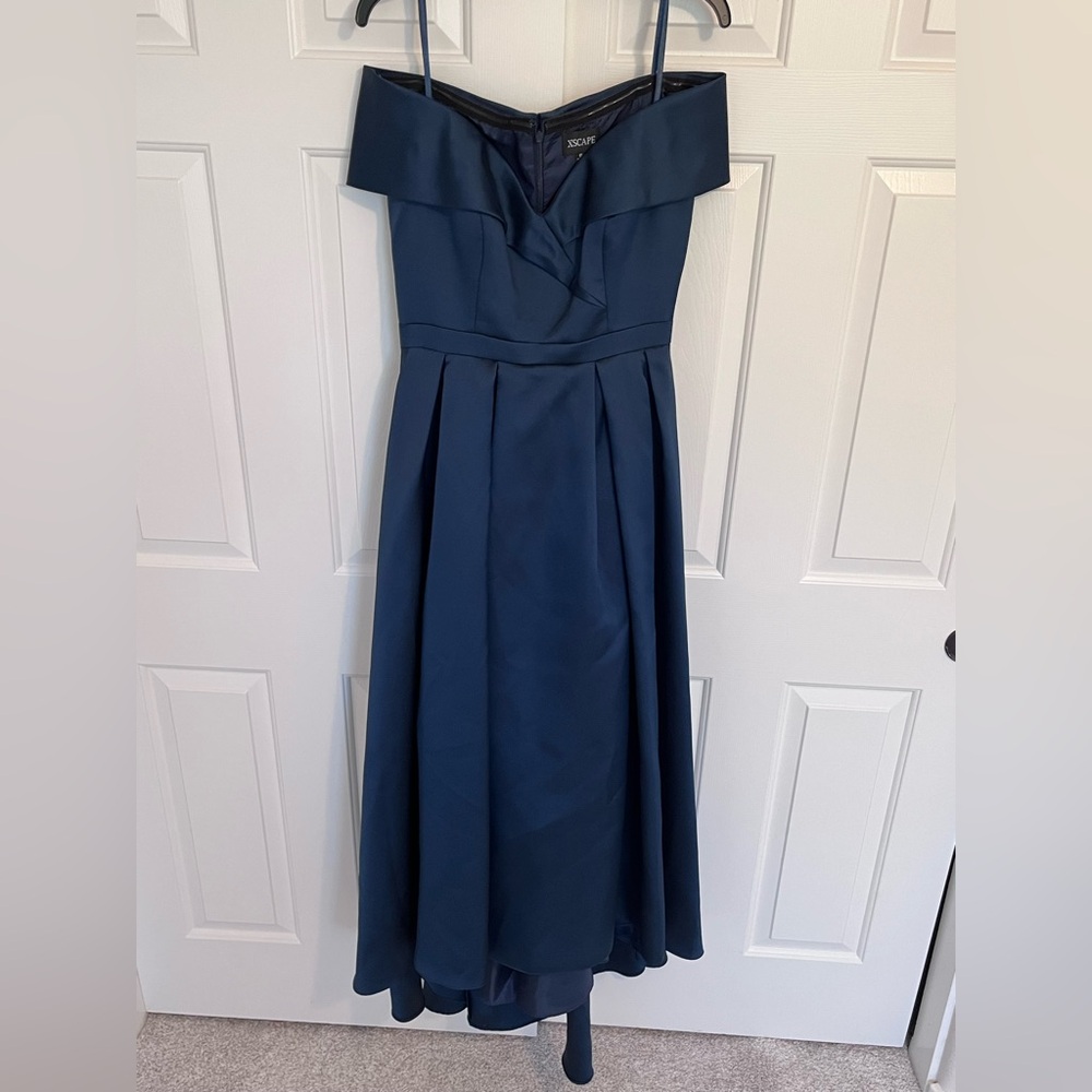 Xscape Women's Sweetheart-Neck High-Low Ballgown, Midnight Blue, size 6, worn 1x - Picture 3 of 13